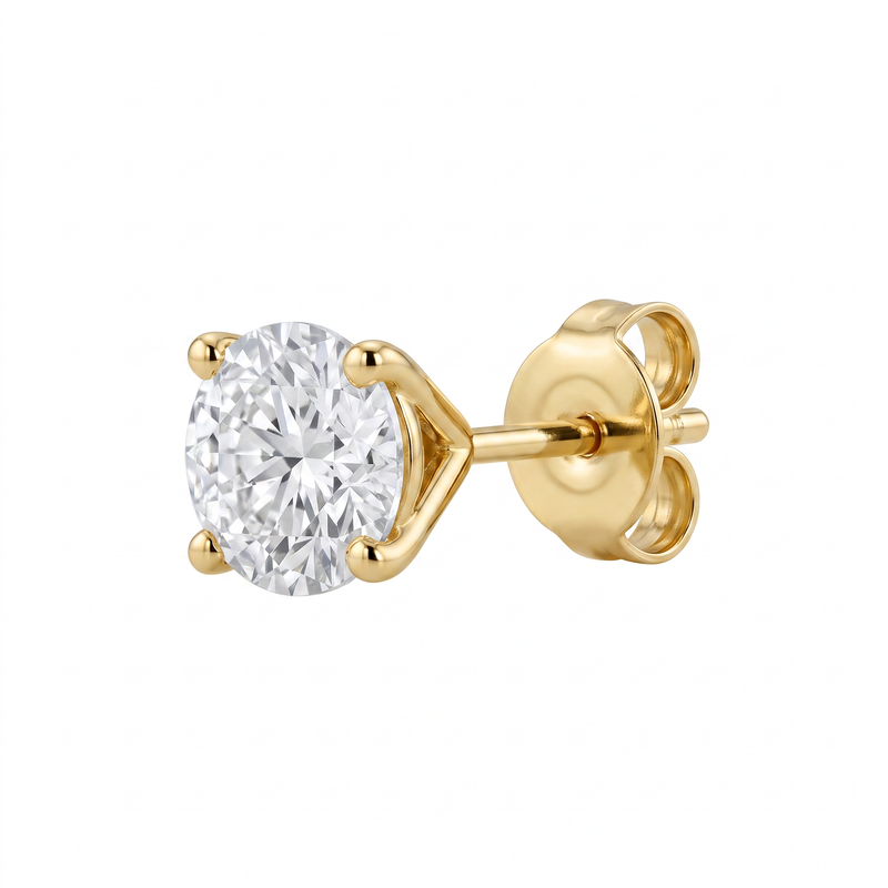 Broquel Solitario para Hombre con Diamante de Laboratorio de 0.50 CT en Oro 14K