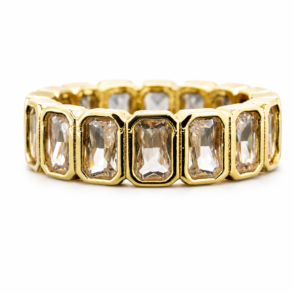 Churumbela de Diamantes de Laboratorio Corte Esmeralda en Oro Amarillo