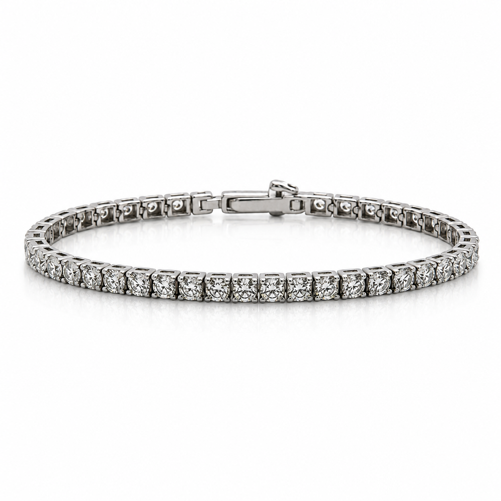 Pulsera Tennis Clásica de Plata con Moissanita Certificada