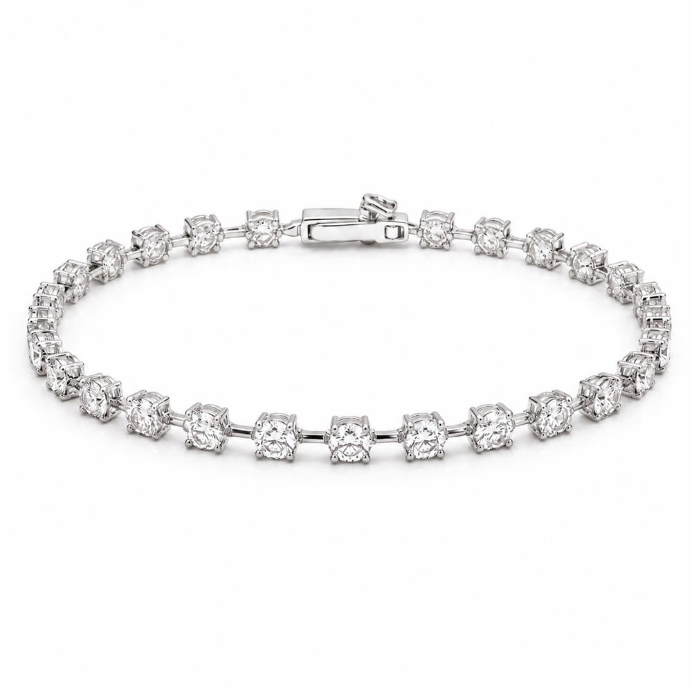 Pulsera Tennis de Eslabones de Plata con Moissanita Certificada