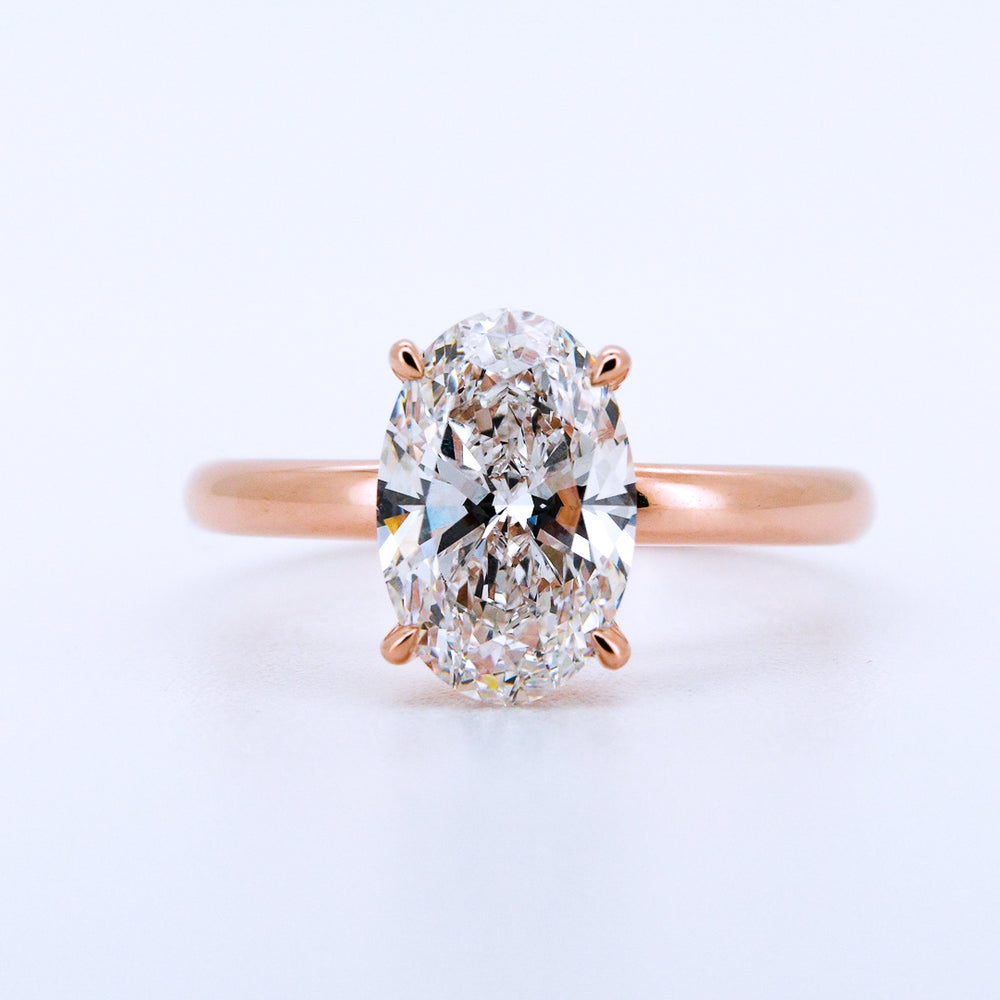 Anillo de Compromiso Oval en Oro Rosa 14k con Diamante de Laboratorio 1ct