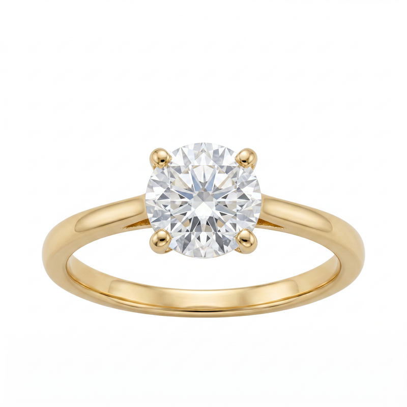 Anillo de Compromiso de Oro Amarillo 14k con Diamante de Laboratorio 1 ct