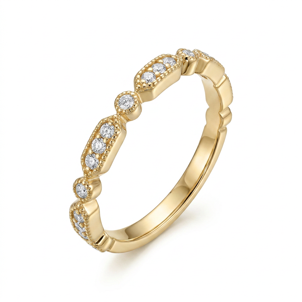 Anillo Eternity de Oro Amarillo 14k con Diamantes de laboratorio