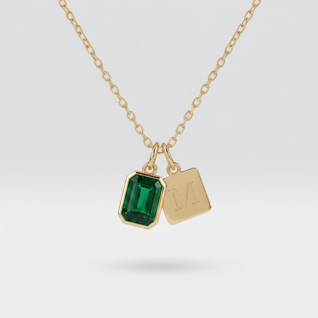 Collar de Oro Amarillo 14k con Piedra de Nacimiento y Dije de Inicial (vista 8)