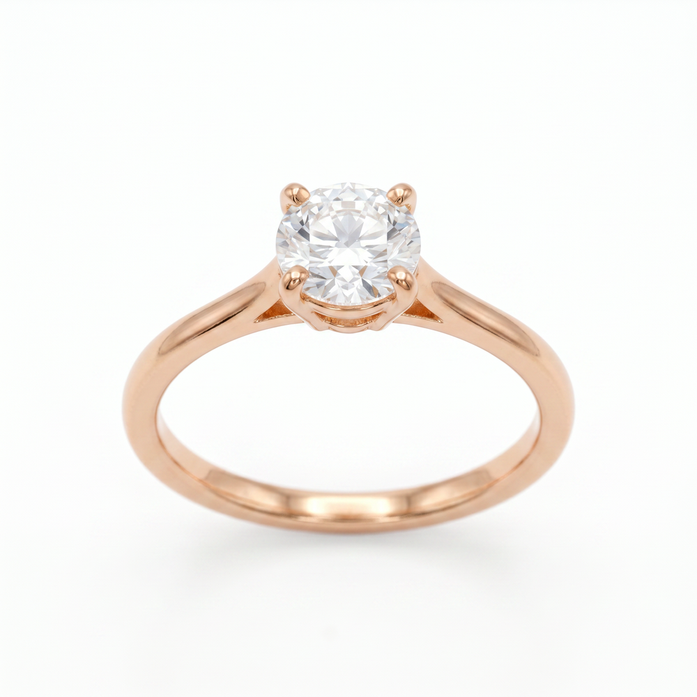 Anillo de Compromiso de Oro Rosa 14k con Diamante de Laboratorio IGI de 1 ct