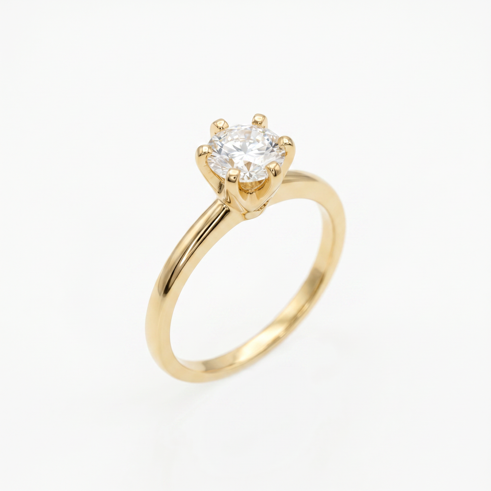 CORONA - Anillo de Compromiso de Oro 14k con Diamante de Laboratorio IGI de 1 ct