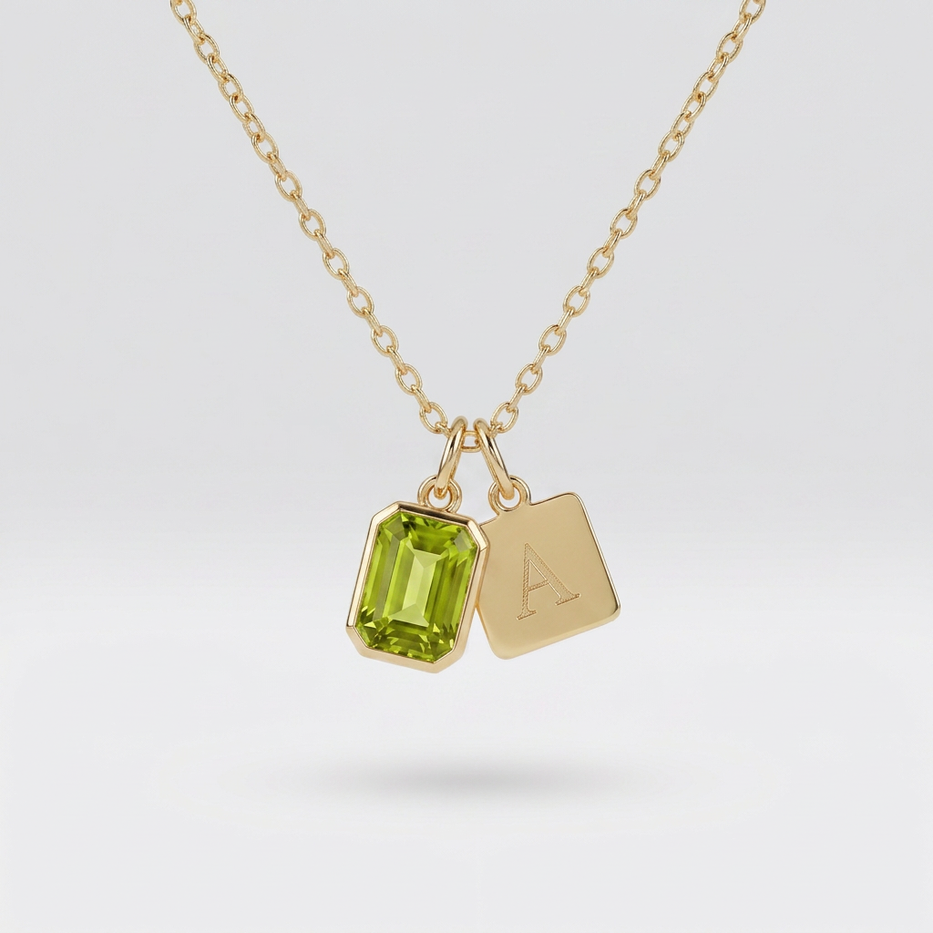 Collar de Oro Amarillo 14k con Piedra de Nacimiento y Dije de Inicial (vista 12)