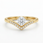 Anillo de Compromiso de Oro Blanco 14k con Diamante de Laboratorio Redondo de 1 ct y Banda Chevron (vista 6)