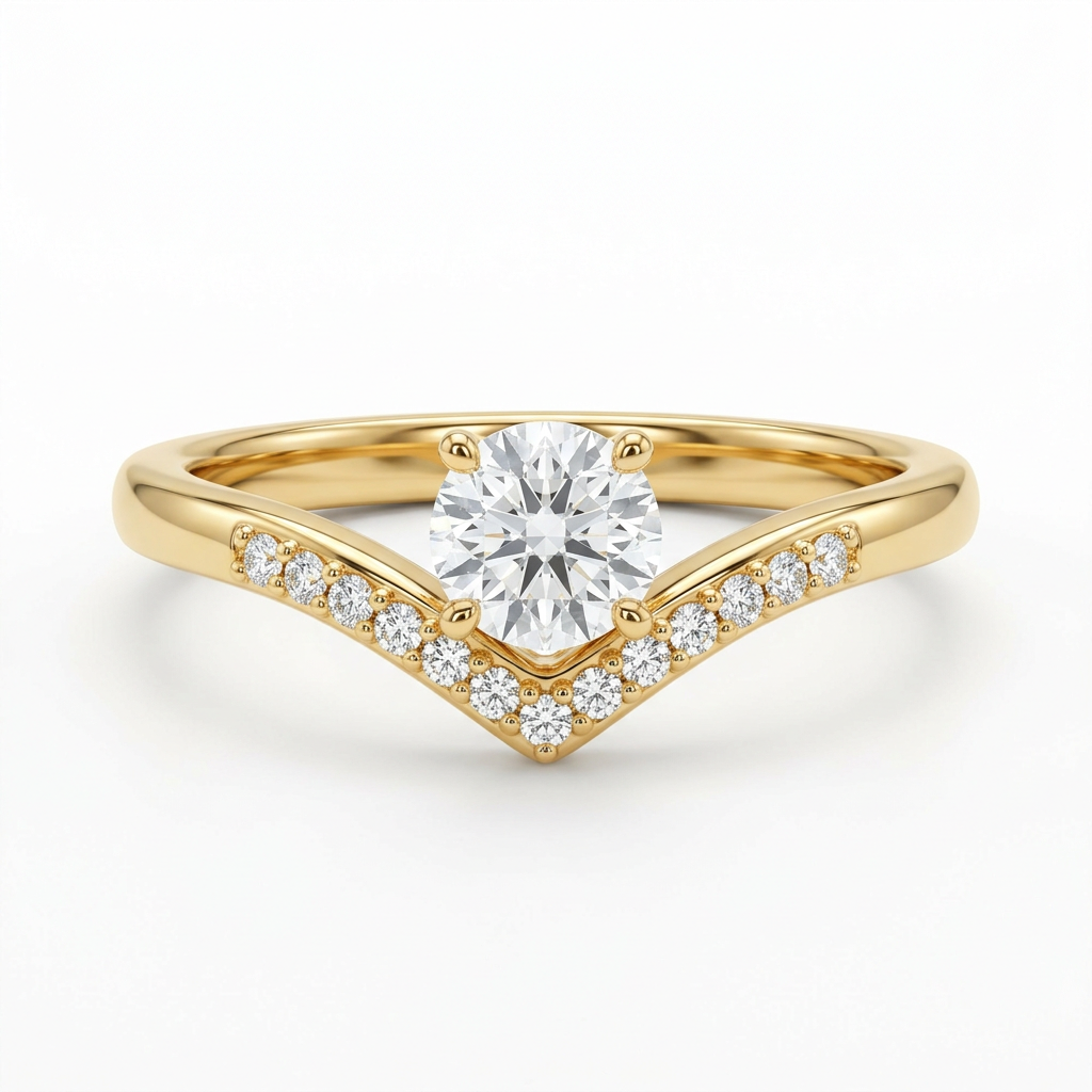 Anillo de Compromiso de Oro Blanco 14k con Diamante de Laboratorio Redondo de 1 ct y Banda Chevron (vista 6)