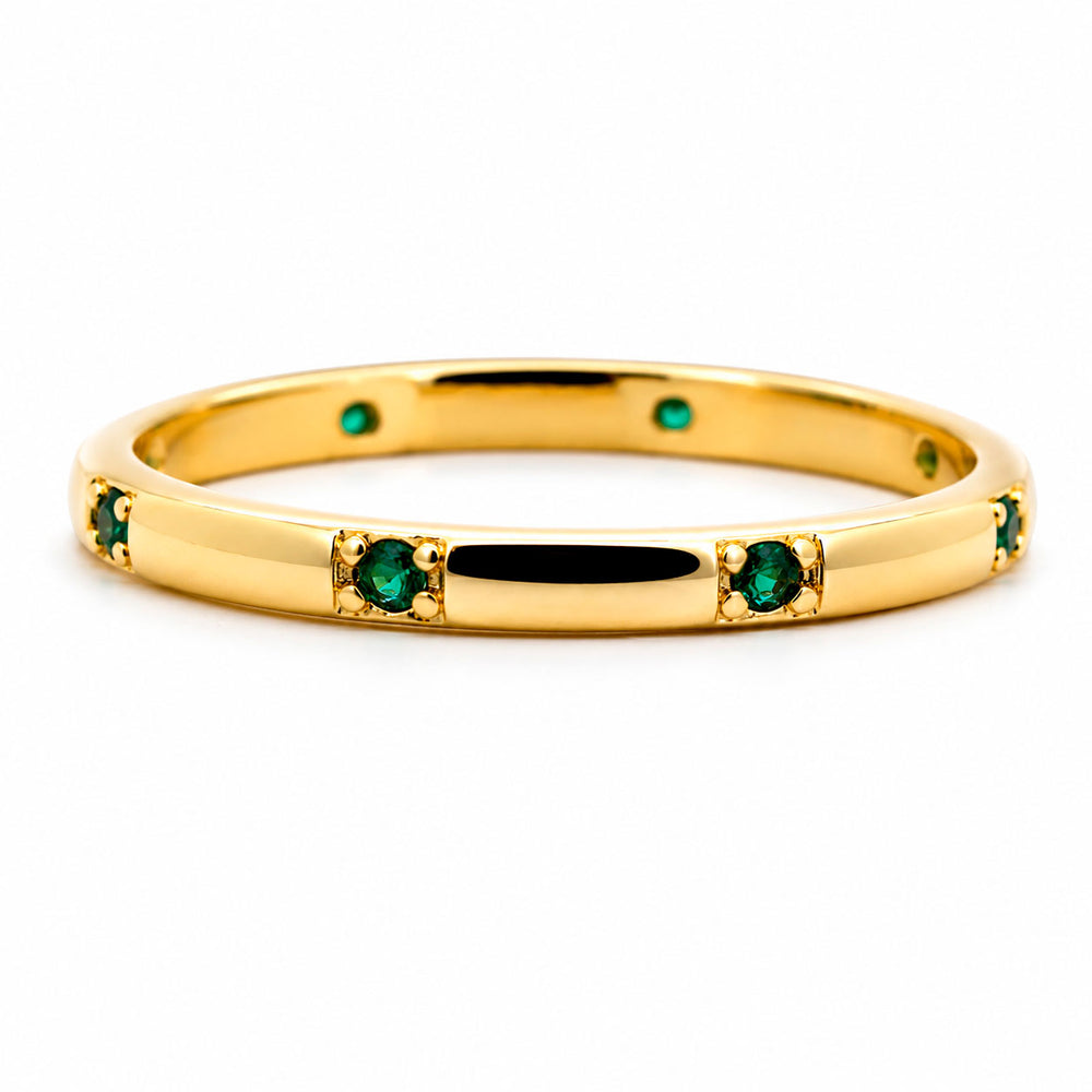 Anillo de Oro Amarillo 14k con Zafiros Verdes