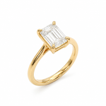 Anillo de Compromiso Solitario de Oro 14k con Diamante Corte Esmeralda