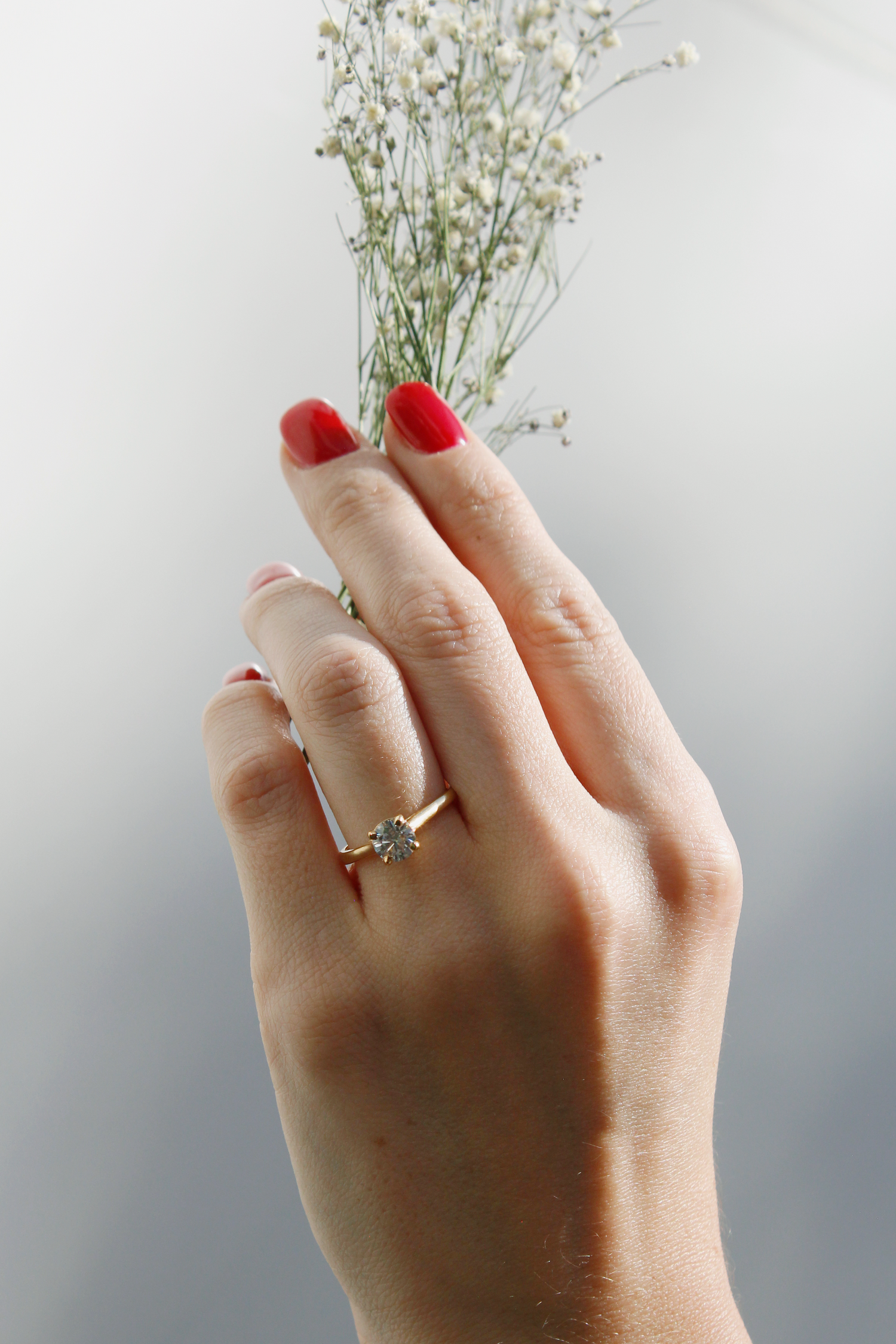 AURUM - Anillo de Compromiso Oro De 14k con Diamente 1.ct Laboratorio Igi