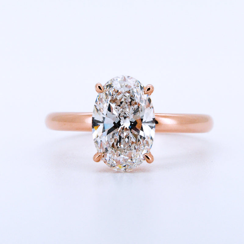 Anillo de Compromiso Oval en Oro Rosa 14k con Diamante de Laboratorio 1ct
