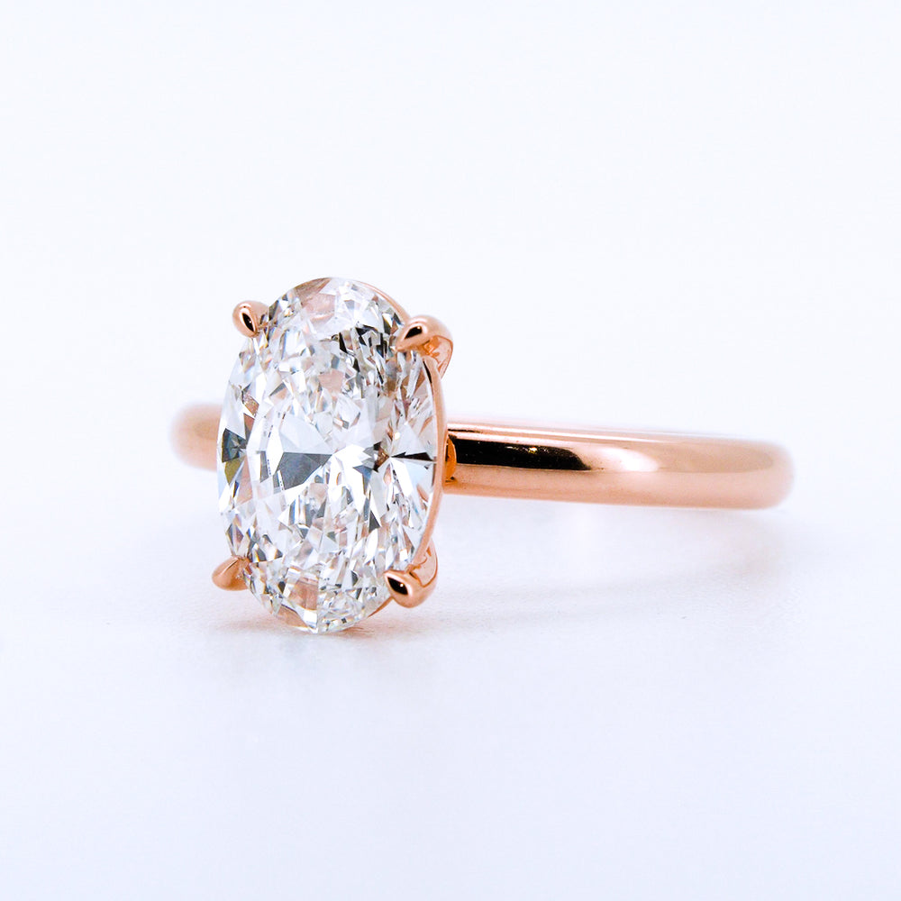 Anillo de Compromiso Oval en Oro Rosa 14k con Diamante de Laboratorio 1ct (vista 2)