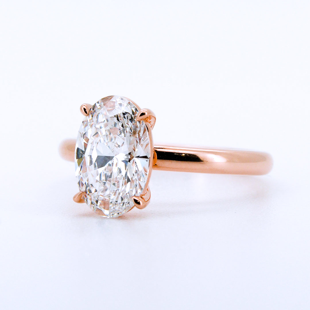 Anillo de Compromiso Oval en Oro Rosa 14k con Diamante de Laboratorio 1ct (vista 2)