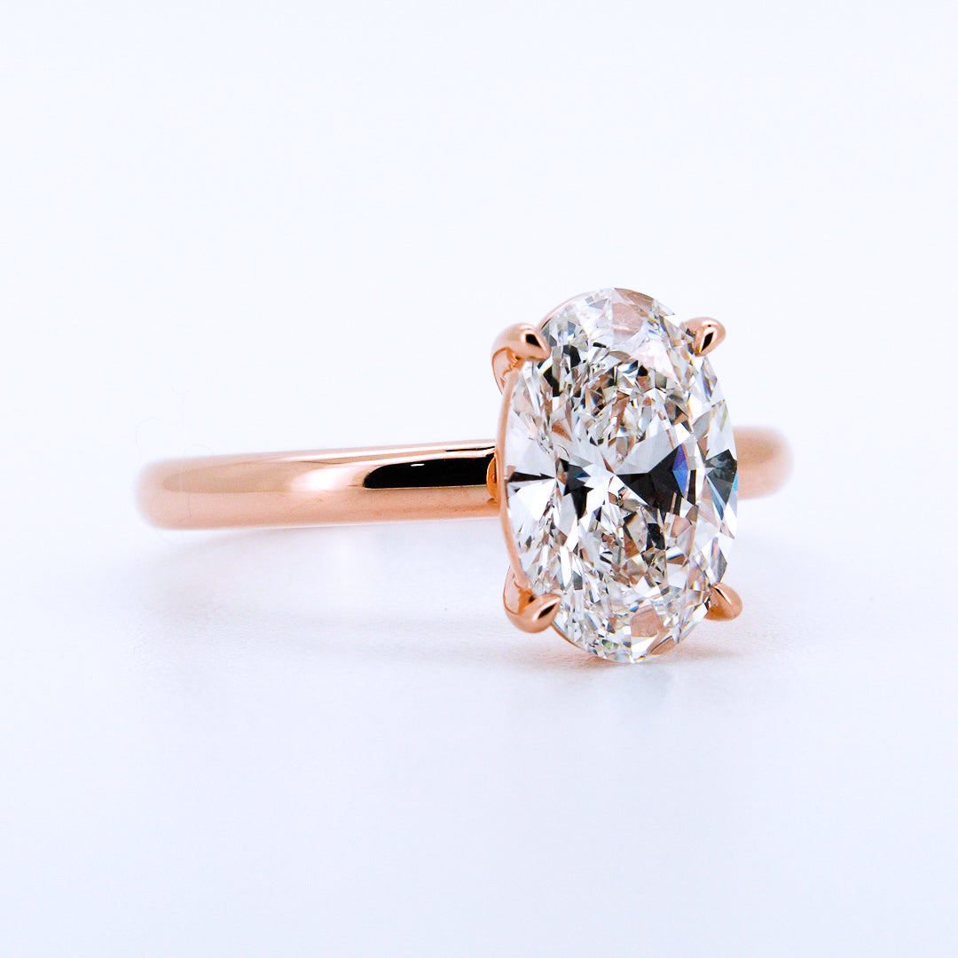 Anillo de Compromiso Oval en Oro Rosa 14k con Diamante de Laboratorio 1ct (vista 4)