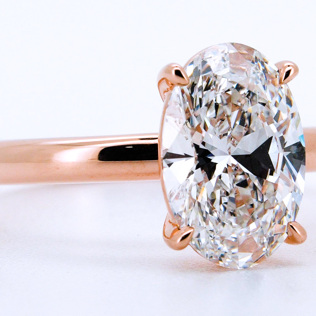 Anillo de Compromiso Oval en Oro Rosa 14k con Diamante de Laboratorio 1ct (vista 5)