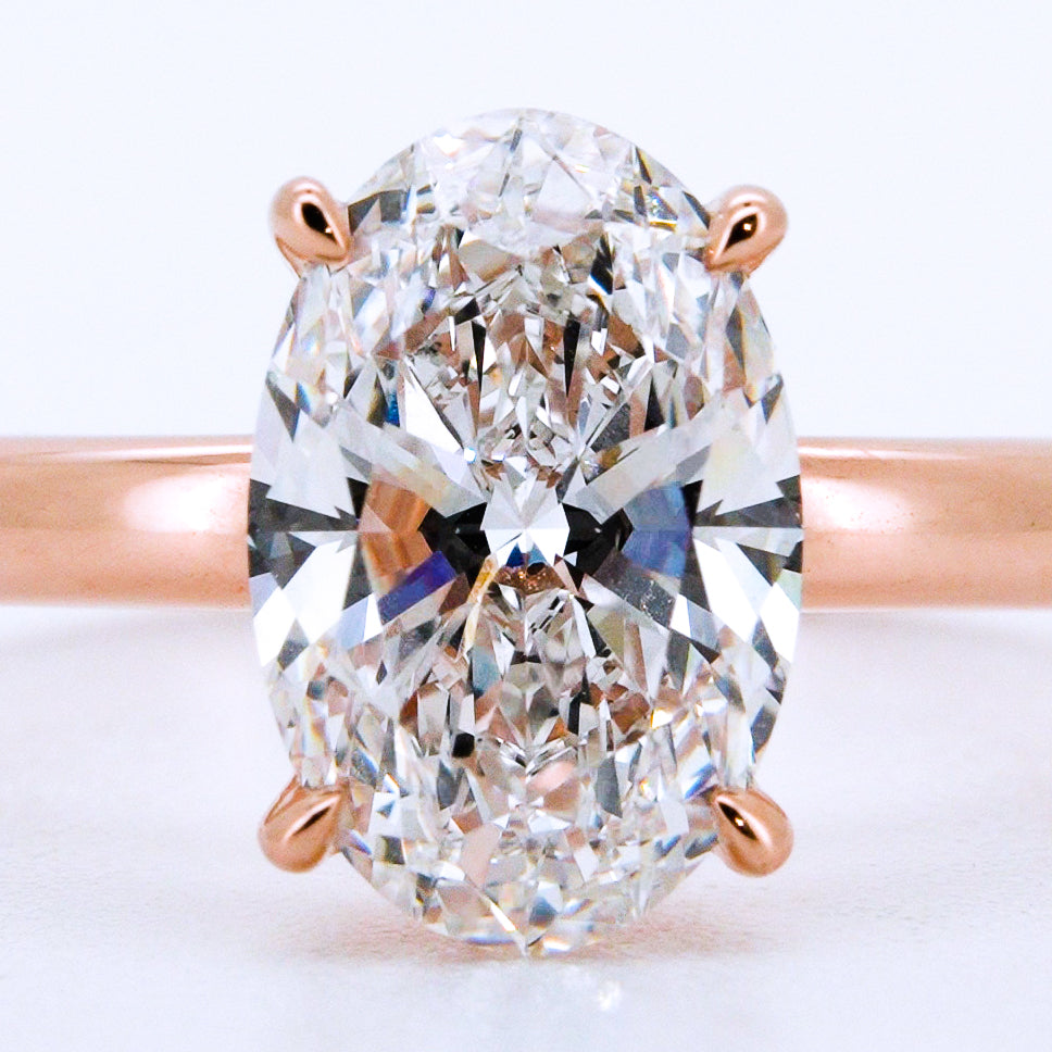 Anillo de Compromiso Oval en Oro Rosa 14k con Diamante de Laboratorio 1ct (vista 6)
