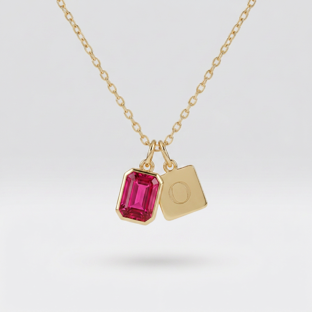 Collar de Oro Amarillo 14k con Piedra de Nacimiento y Dije de Inicial (vista 14)