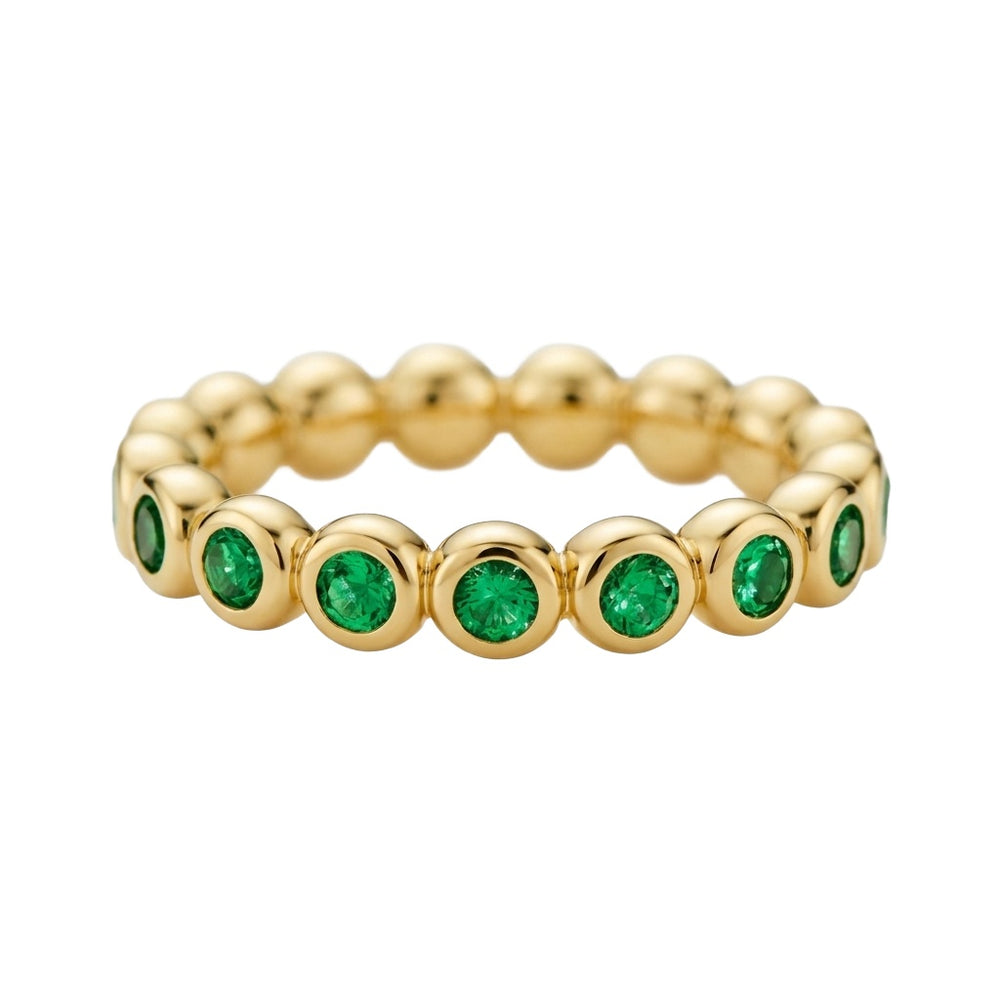 Anillo Eternity de Oro Amarillo 14k con Zafiros Verdes