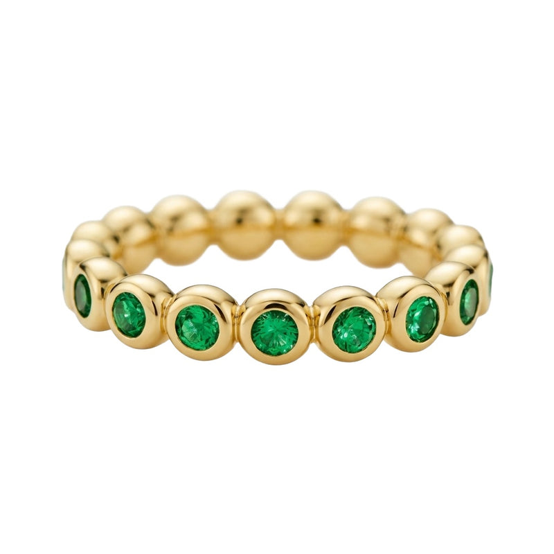 Anillo Eternity de Oro Amarillo 14k con Zafiros Verdes