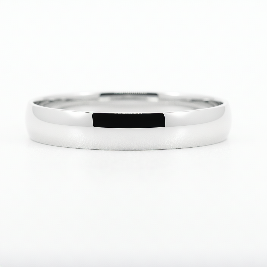 Argolla de matrimonio lisa de plata .925 de perfil delgado, diseño clásico de MOOM