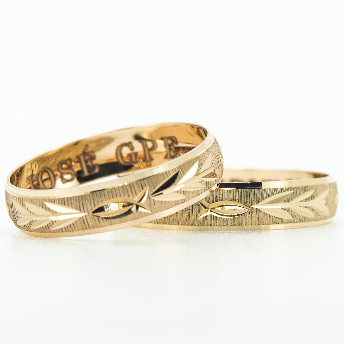 Argolla de matrimonio de oro amarillo 10k con nombre grabado por dentro, grabado personalizado gratis
