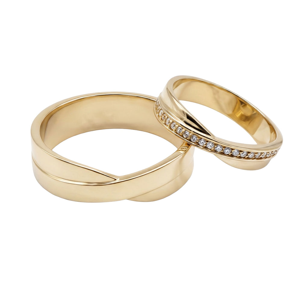 Argollas de Matrimonio de Oro Amarillo con Diamantes