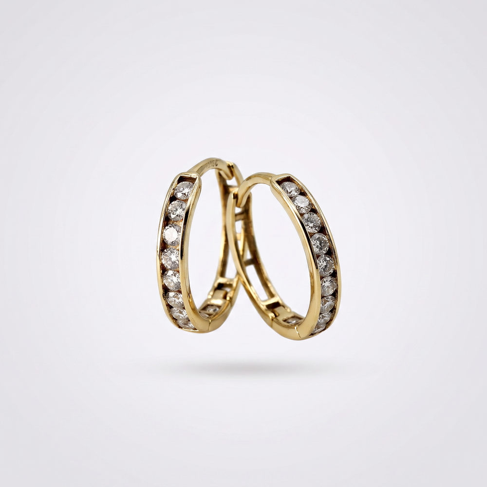 Arracadas de Oro Amarillo 14k con Diamantes de Laboratorio Redondos