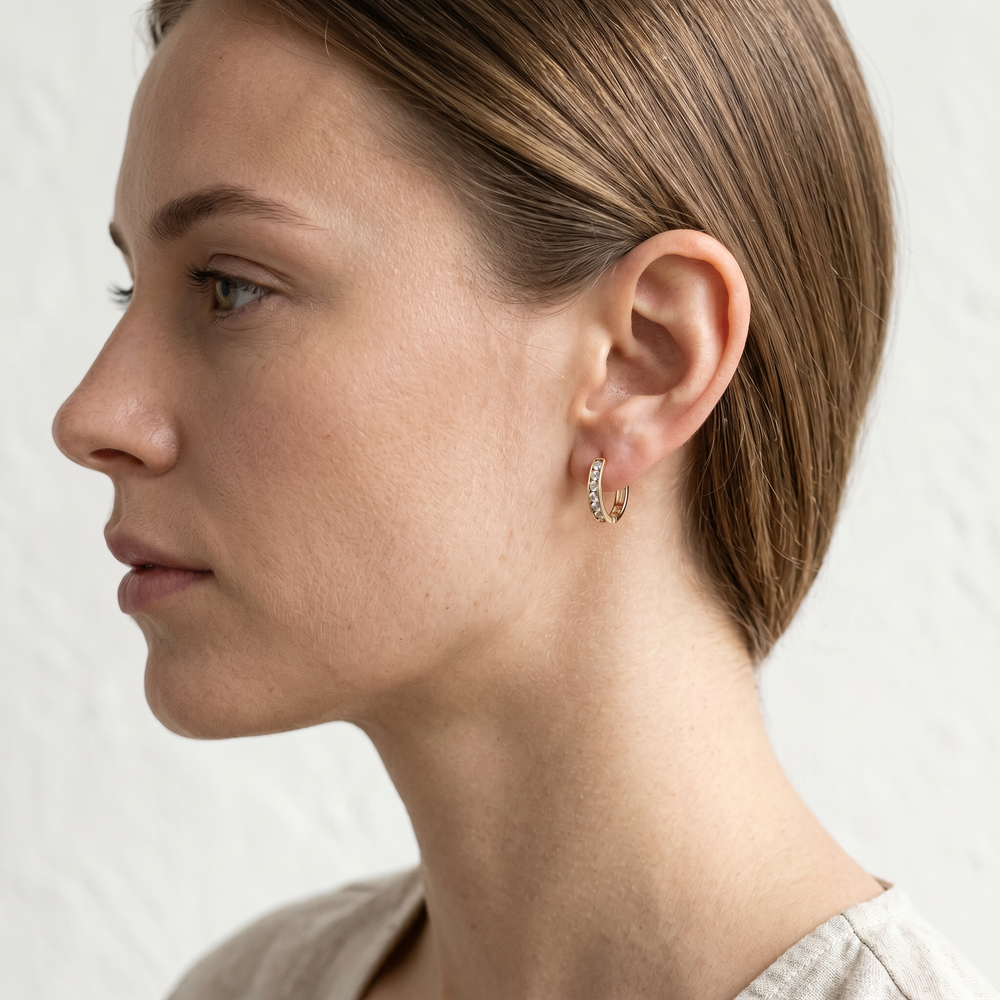 Arracadas de Oro Amarillo 14k con Diamantes de Laboratorio Redondos