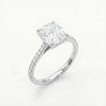 Anillo de Compromiso Pavé de Oro 14k con Diamante Corte Cushón (vista 3)