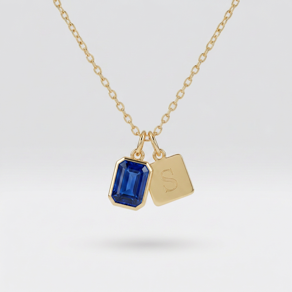 Collar de Oro Amarillo 14k con Piedra de Nacimiento y Dije de Inicial (vista 13)