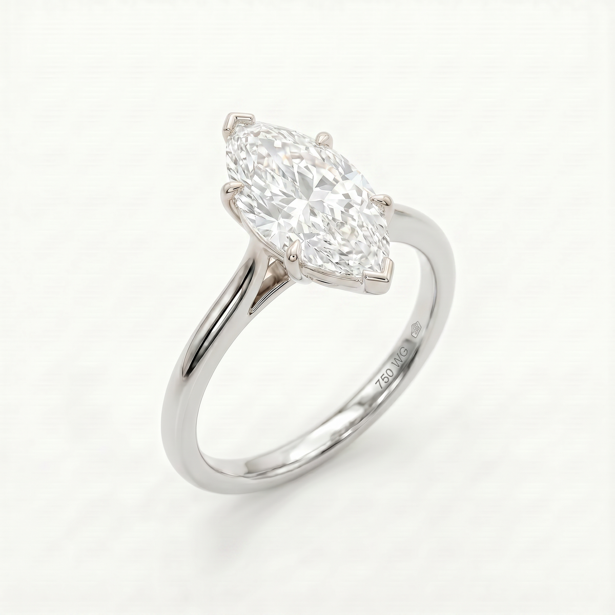 Anillo de Compromiso Solitario de Oro 14k con Diamante Corte Marquise (vista 3)