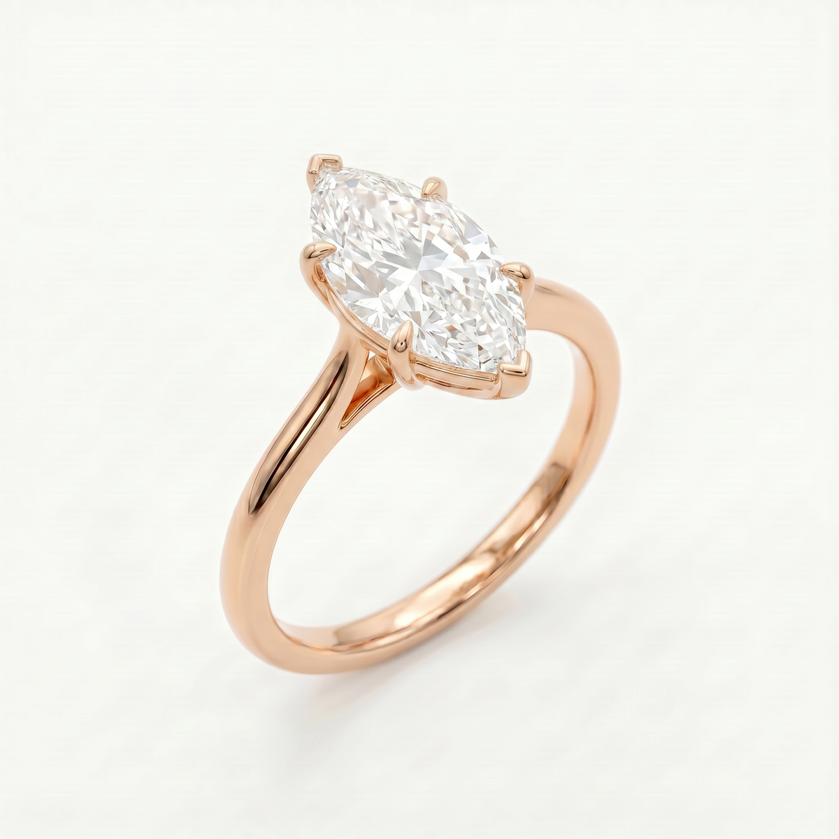 Anillo de Compromiso Solitario de Oro 14k con Diamante Corte Marquise (vista 5)