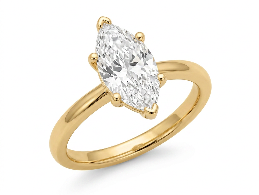 Anillo de Compromiso Solitario de Oro 14k con Diamante Corte Marquise