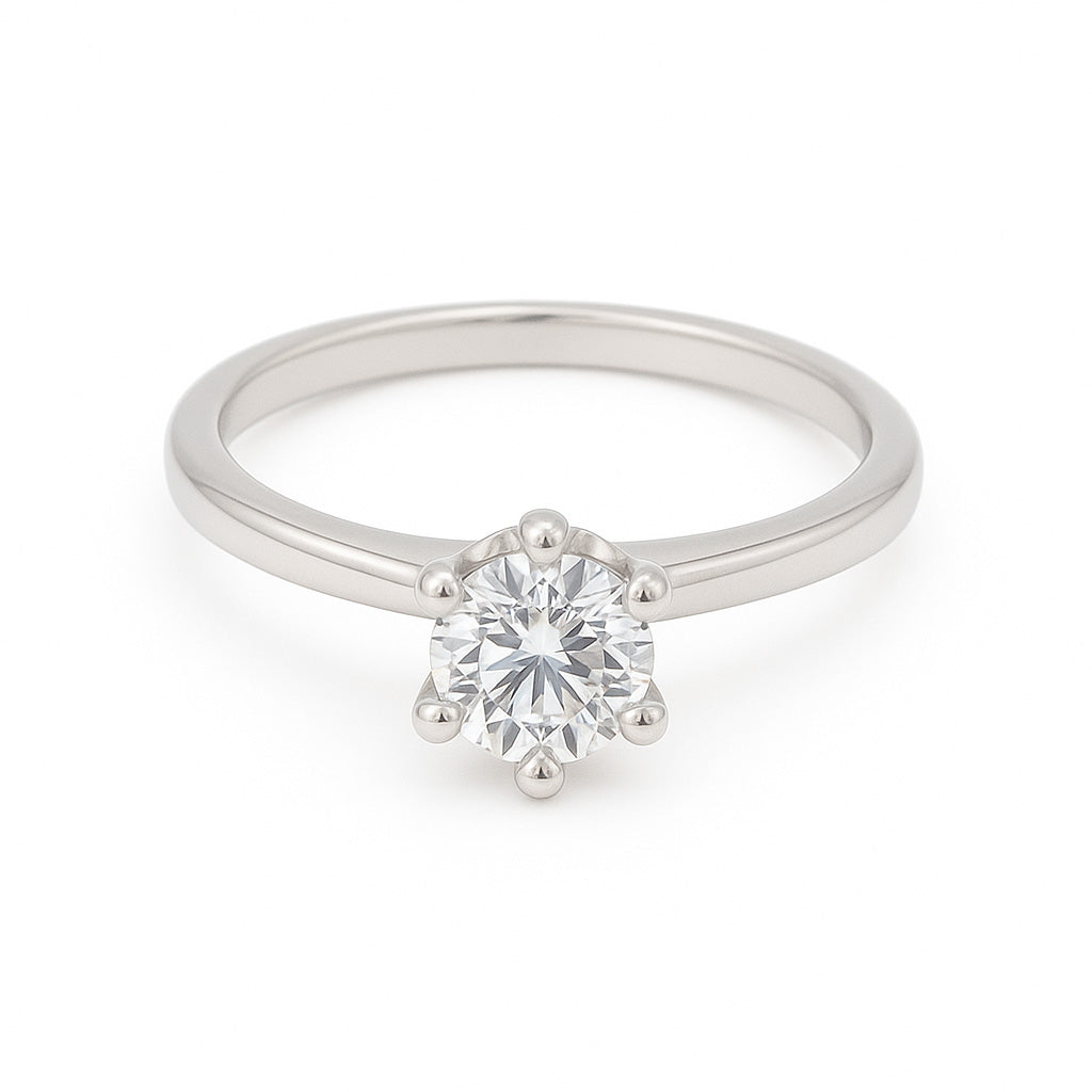 CORONA ORO BLANCO - Anillo de Compromiso Oro De 14k con Diamente 1.ct Laboratorio Igi