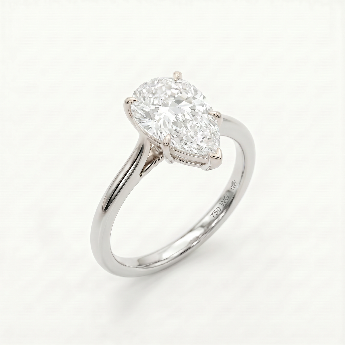 Anillo de Compromiso Solitario de Oro 14k con Diamante Corte Pera (vista 3)