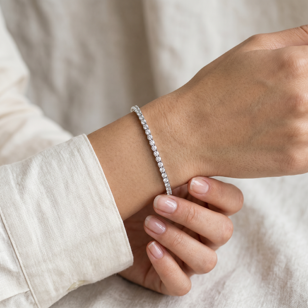 Pulsera Tennis de Plata .925 con Diamantes de Laboratorio Redondos